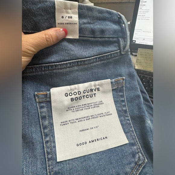 Good American size 6 / 28 Good Curve Bootcut Flare distressed jeans NWT - Picture 3 of 7